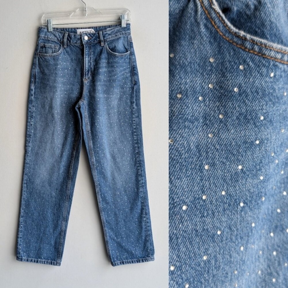 Dynamite Rhinestone Straight Leg Jeans
